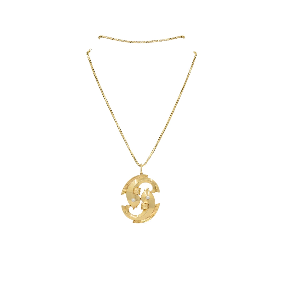 Trabert & Hoeffer 18k Gold Pieces Pendant 14k Chain Necklace