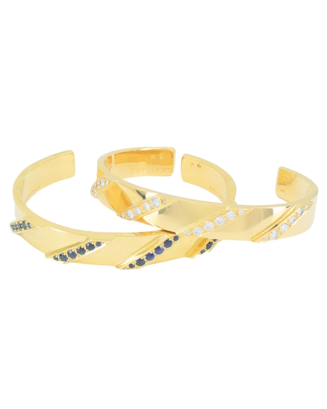 Bvlgari Bulgari 18k Gold Pair of Bracelets Set Diamond Sapphire