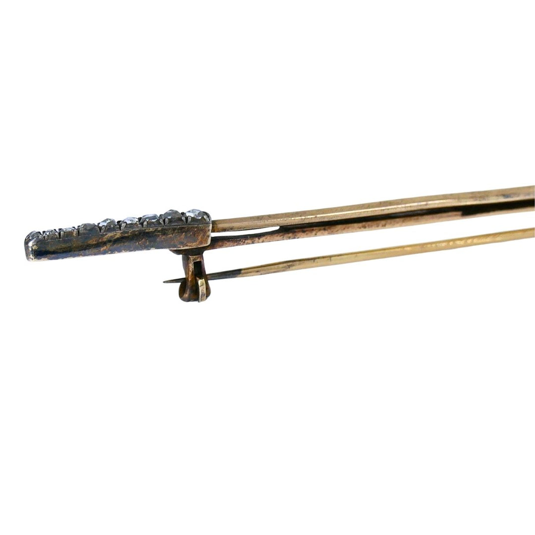 Antique 14k gold Silver Diamond Sword Brooch, circa 1900