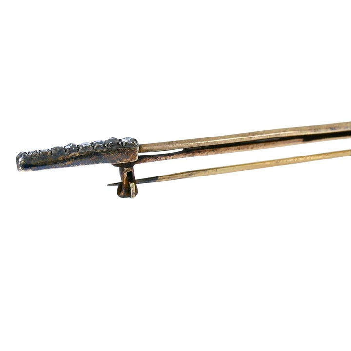 Antique 14k gold Silver Diamond Sword Brooch, circa 1900