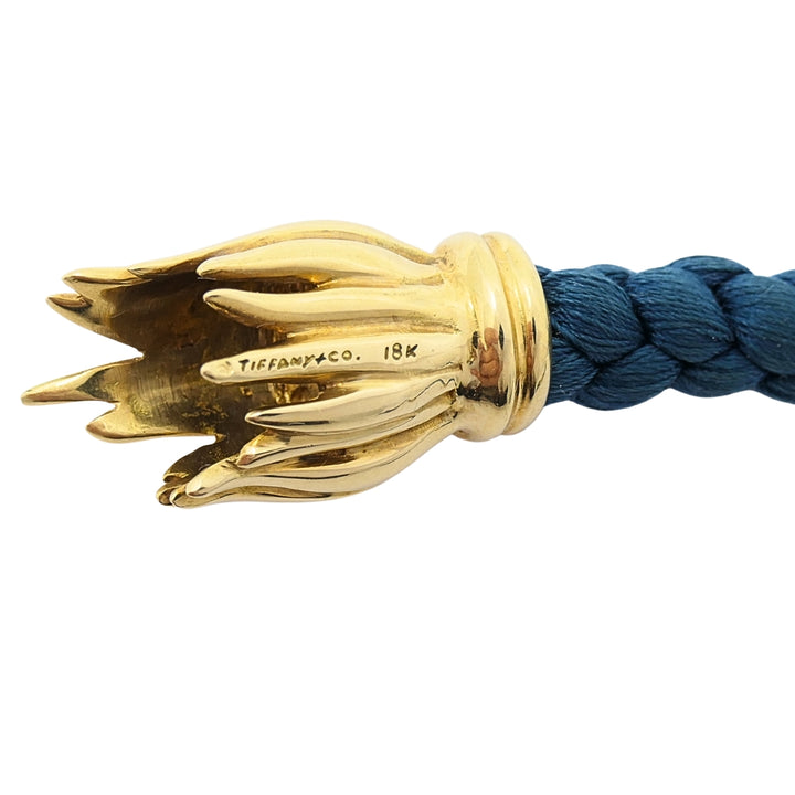 Tiffany & Co. 18k Gold Tulip Clasp Braided Cord Necklace