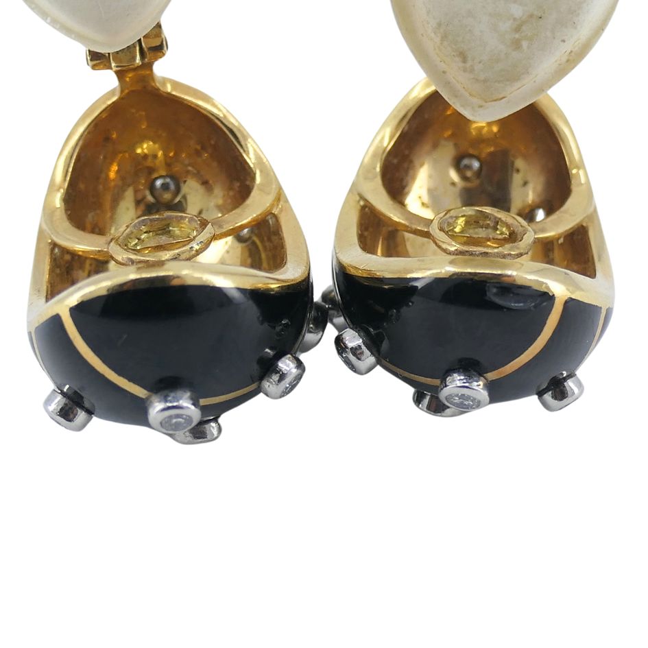 Jean Schlumberger Tiffany & Co. 18k Gold Platinum Enamel Diamond Banana Earrings