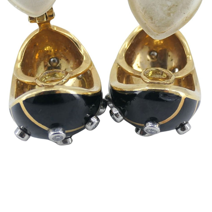 Jean Schlumberger Tiffany & Co. 18k Gold Platinum Enamel Diamond Banana Earrings