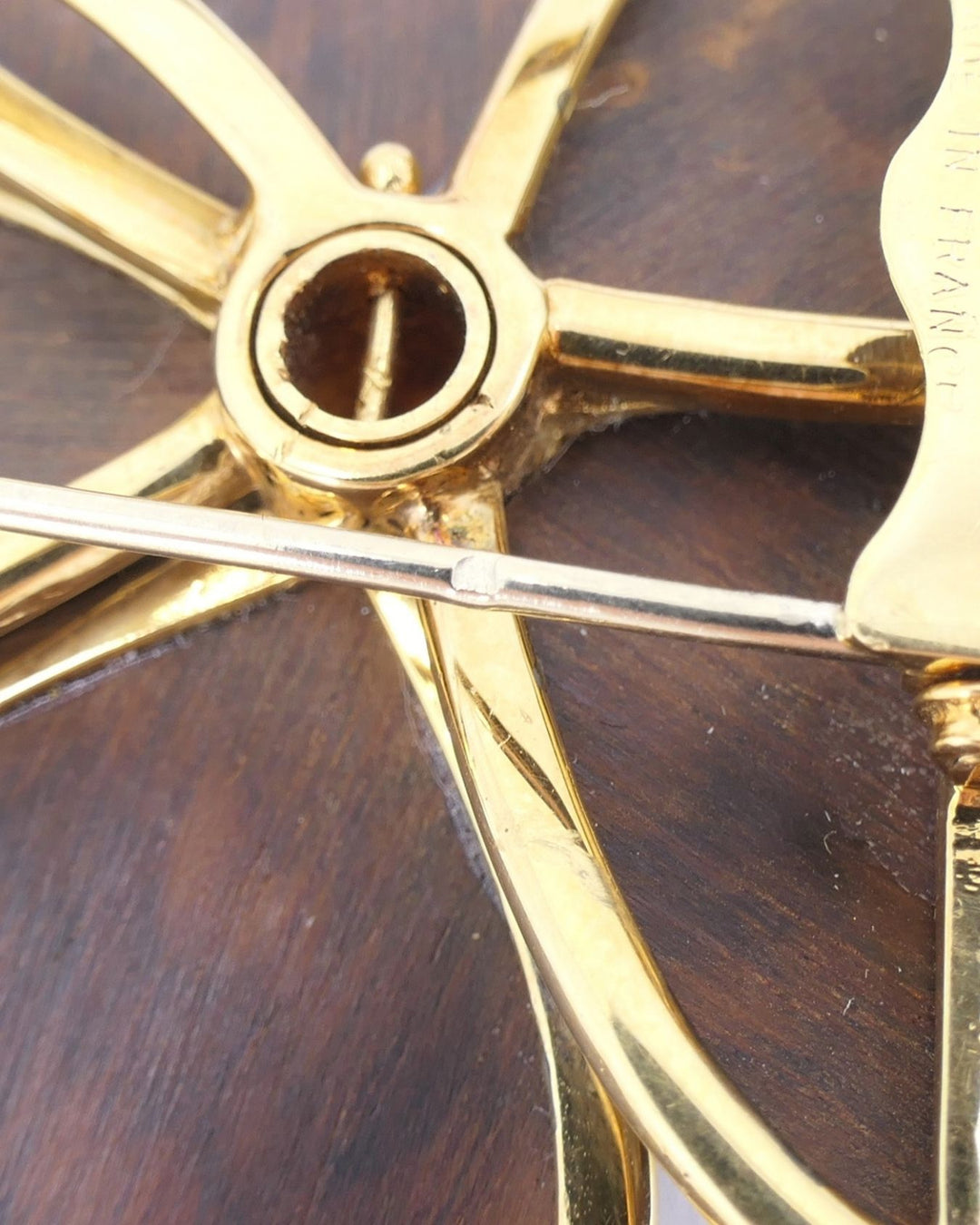 Vintage Van Cleef & Arpels Brooch 18k Gold Wood Clematis Collection
