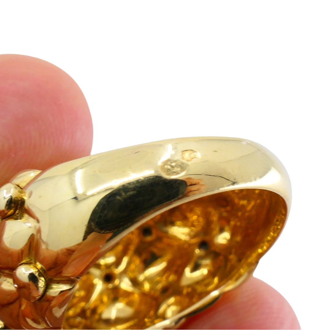 Vintage Chaumet 18k Gold Dome Cocktail Ring with Gemstones Original Box