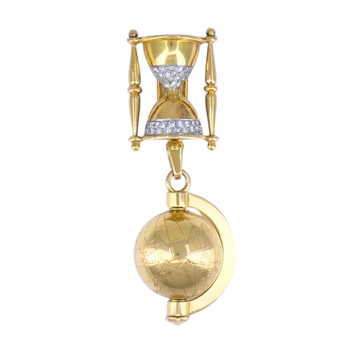 Vintage French Lapel Watch Pin Clip 18k Gold Diamonds