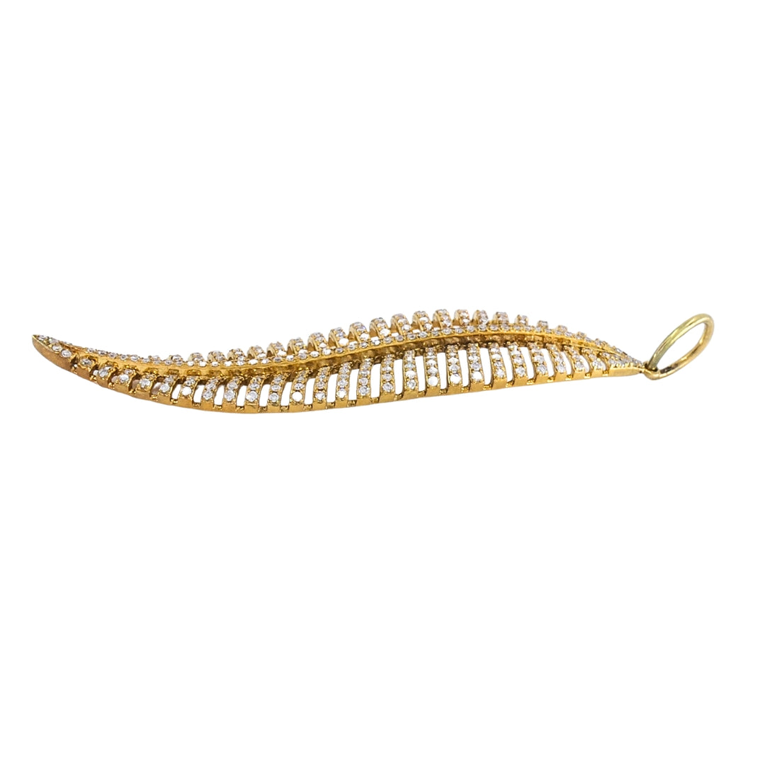 14k Gold Diamond Leaf Pendant 14k Gold Collar Necklace