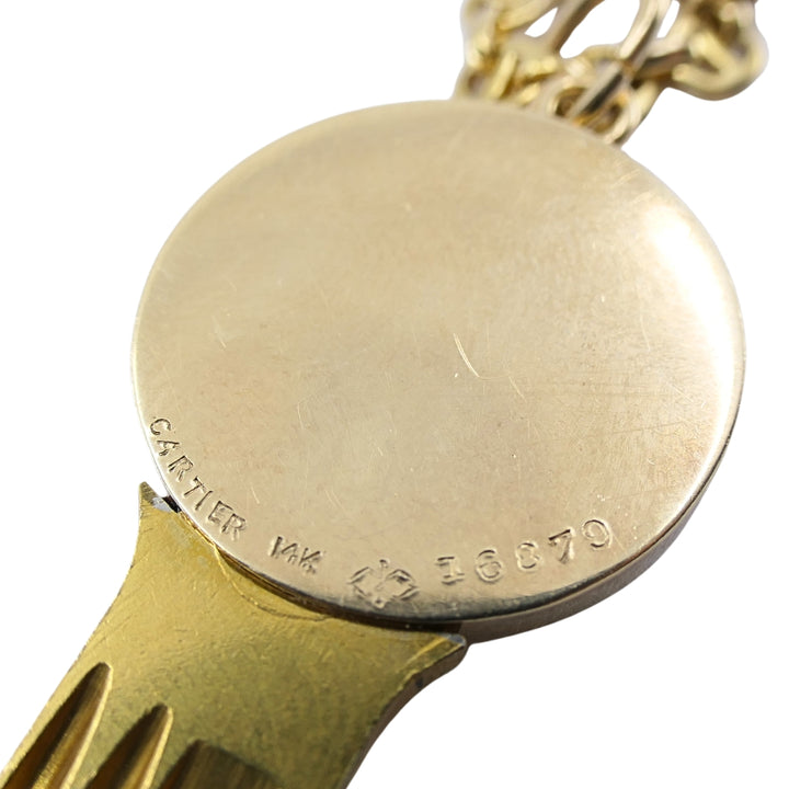 Vintage Cartier 14k Gold Rolls-Royce Key Pendant Necklace