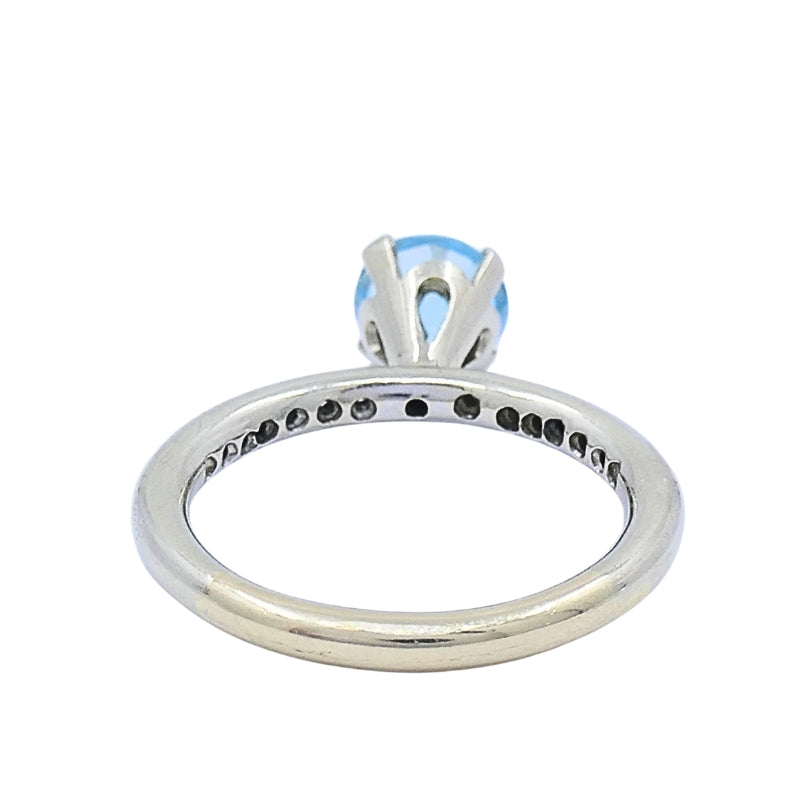 14k Gold Blue Topaz Diamond Accent Ring