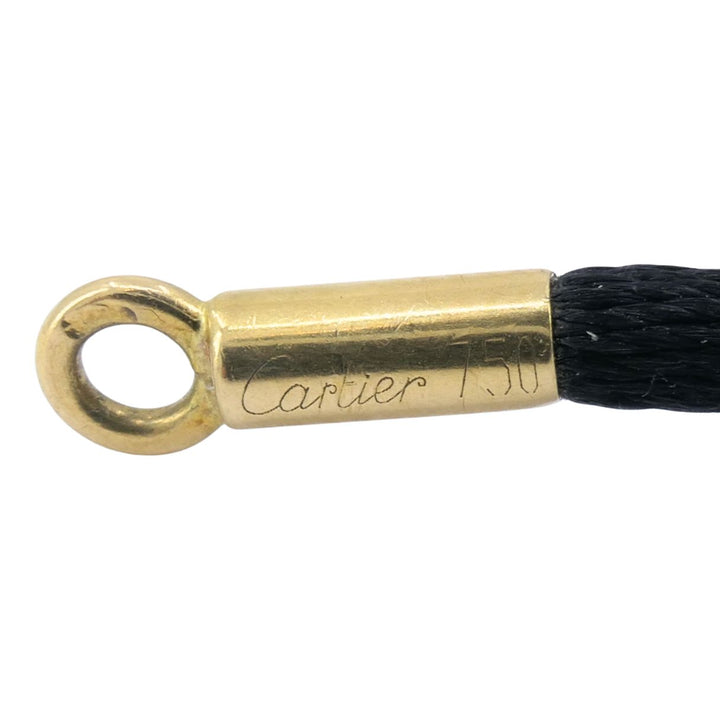 Cartier 18k Gold Arrow Pendant Black Silk Cord Necklace