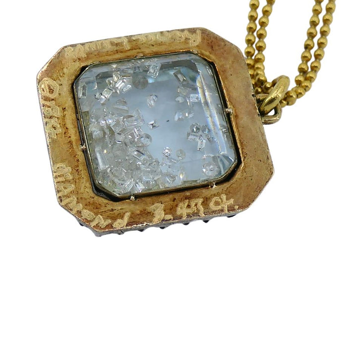 Renee Lewis 18k Gold Diamond Crushed Crystal Shake Pendant Necklace