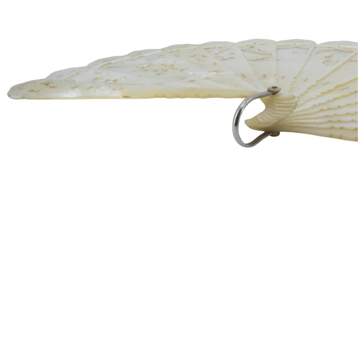 Tiffany & Co. Antique Carved Mother of Pearl Handheld Fan with Case