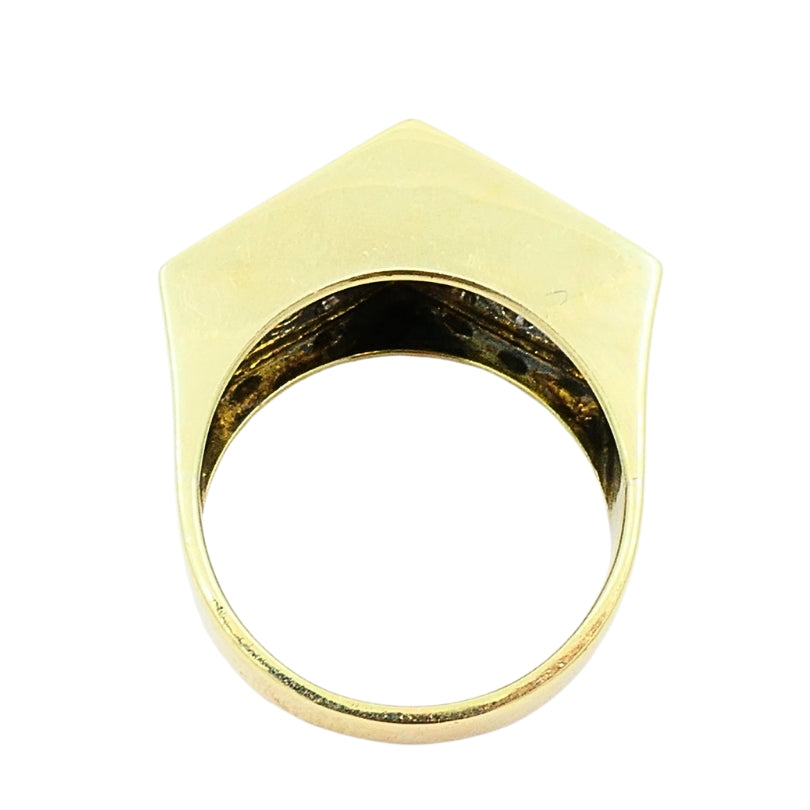 Vintage Geometric Ring 14k Gold Onyx Diamond