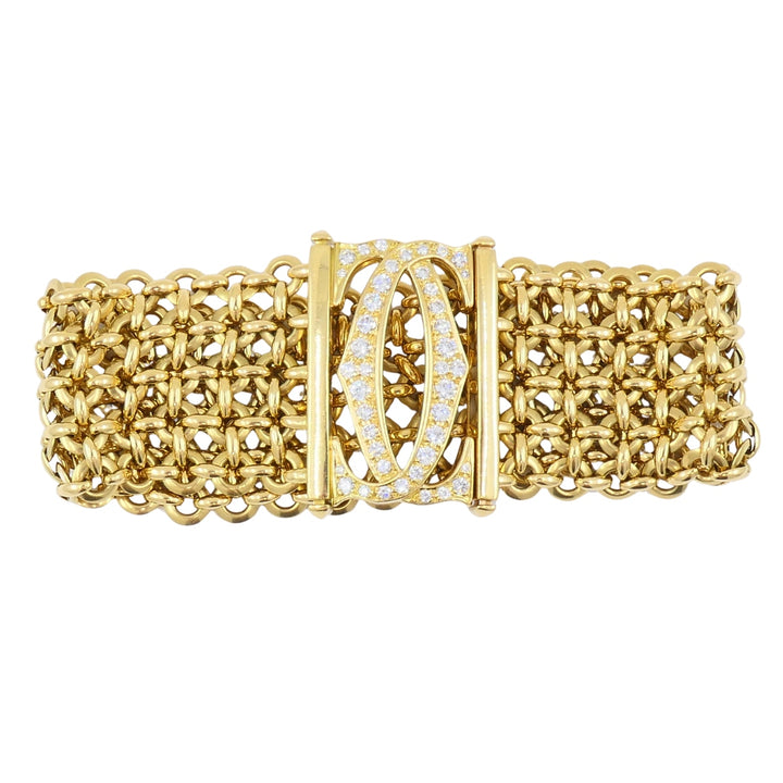 Cartier Penelope Bracelet Double C 18k Gold Diamond Link Bracelet
