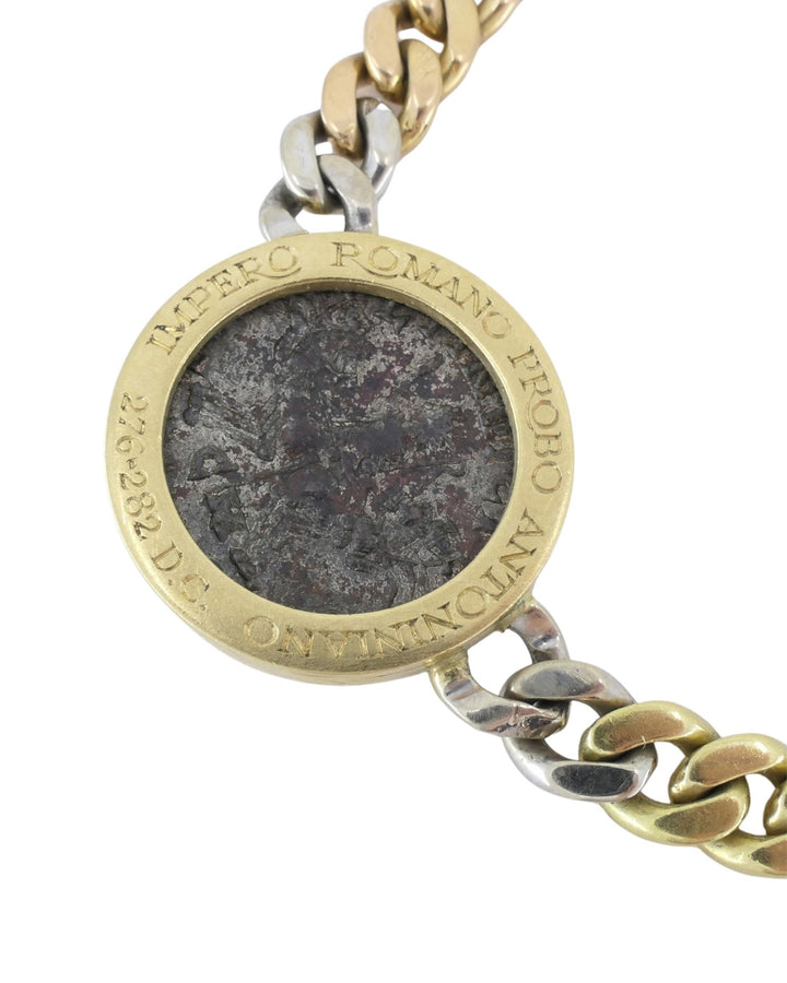Bvlgari Bulgari Monete Coin Necklace 18k Tri Color Gold Chain Necklace Three Ancient Coins