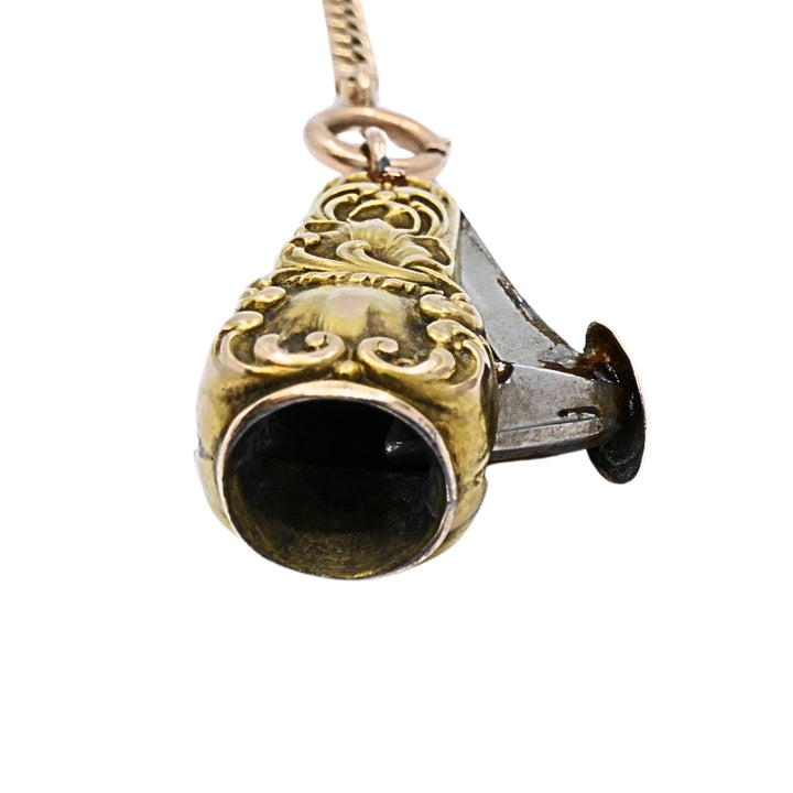 Antique 10k Gold Cigar Cutter Pendant 10k Gold Watch Chain Necklace