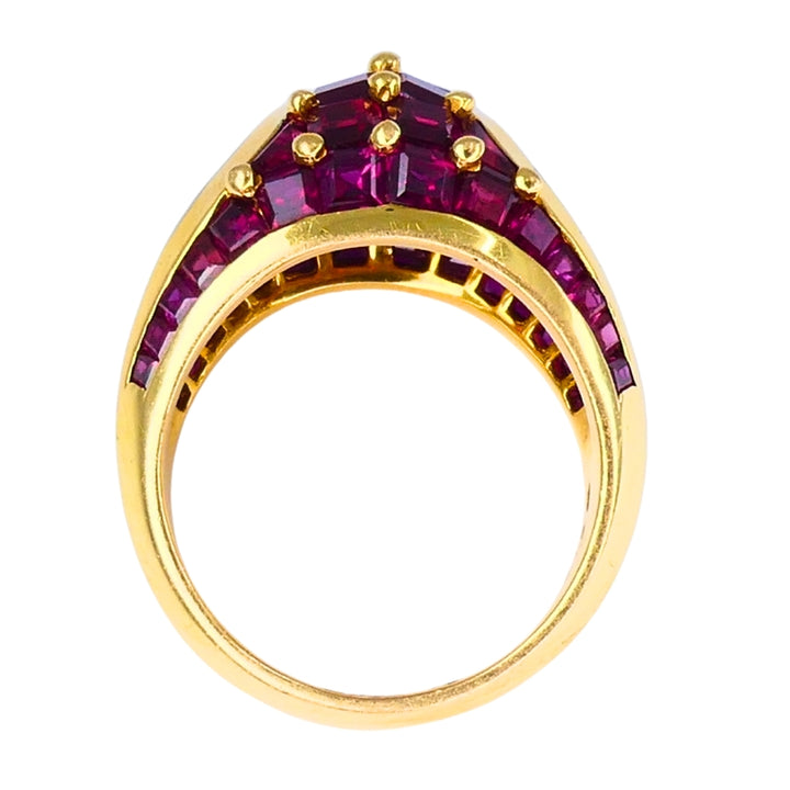 Oscar Heyman Vintage Cocktail Ring Gold Platinum Ruby Diamond Estate Jewelry