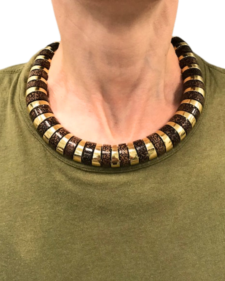 18k Gold Necklace Leopard Wood Attributed to Aletto Brothers