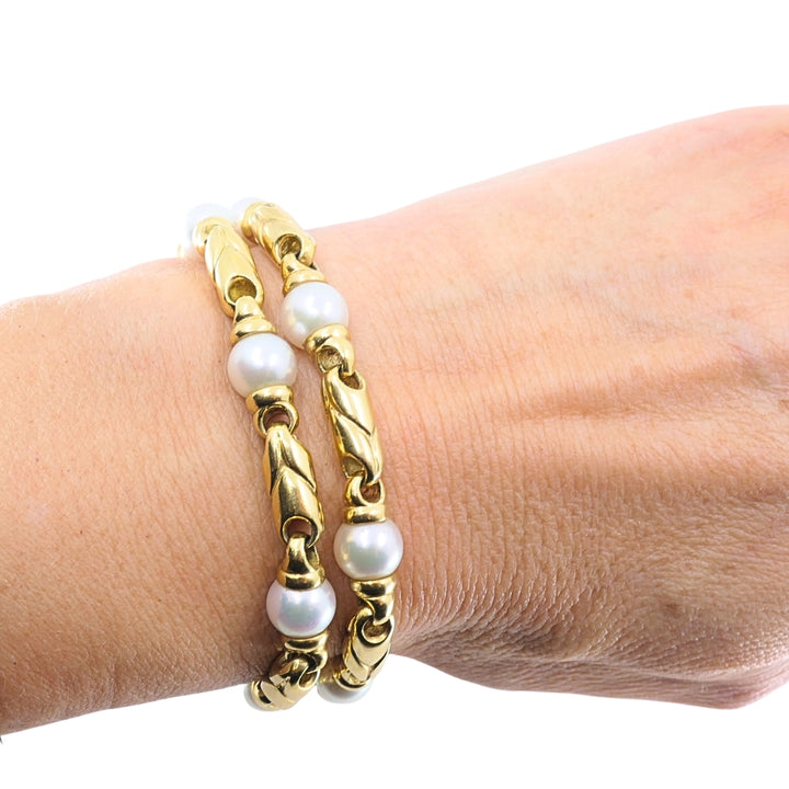 Bvlgari Bulgari Passo Doppio Pearl 18k Gold Link Necklace