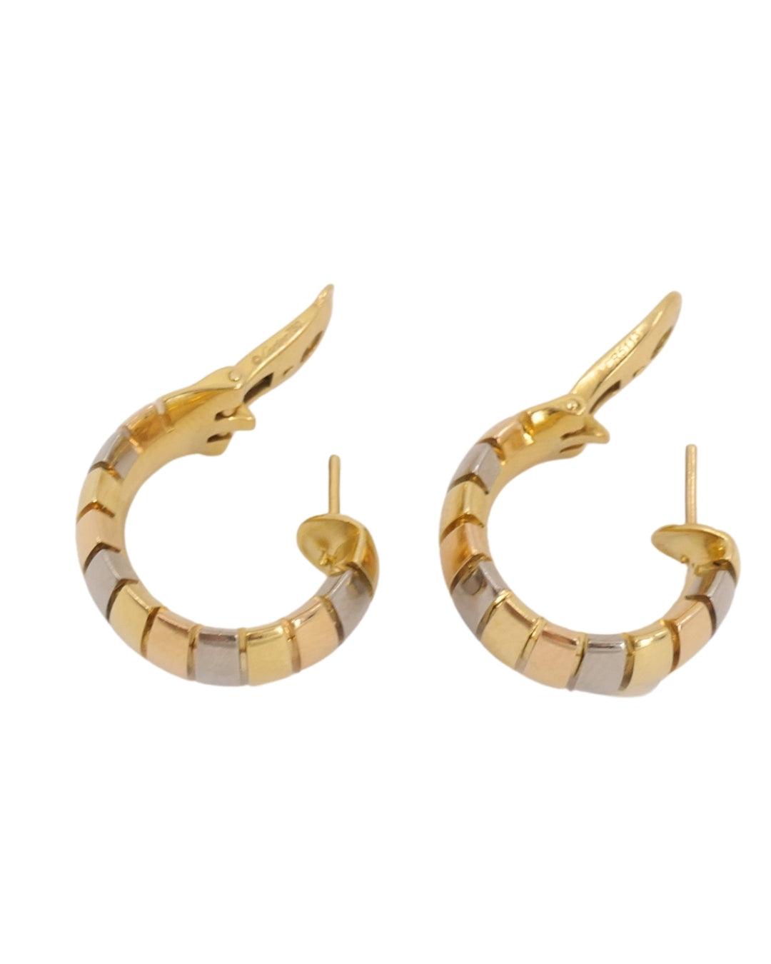 Cartier Hoop Earrings Tubogas Design 18k Tri-Color Gold