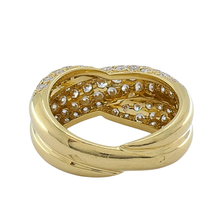 Van Cleef & Arpels 18k Gold Pavé Diamond Bombé Crossover Ring