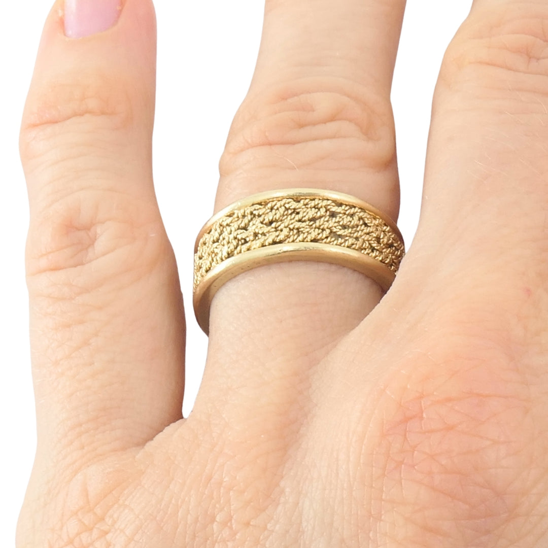 14k Woven Gold Ring Vintage Band Ring