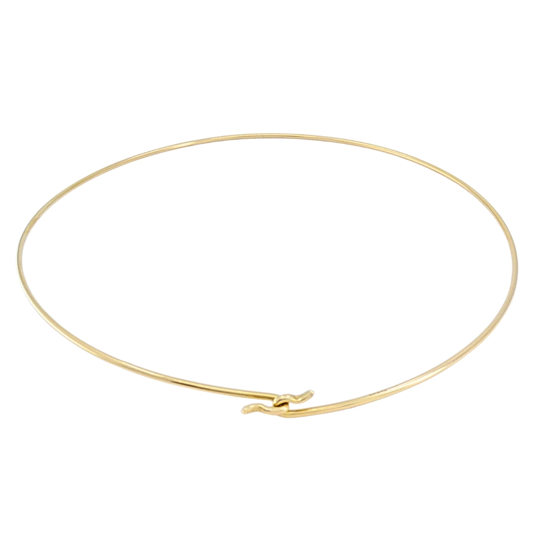 Ankh Cross Pendant 18k Gold Enamel and 14k Gold Wire Choker Necklace