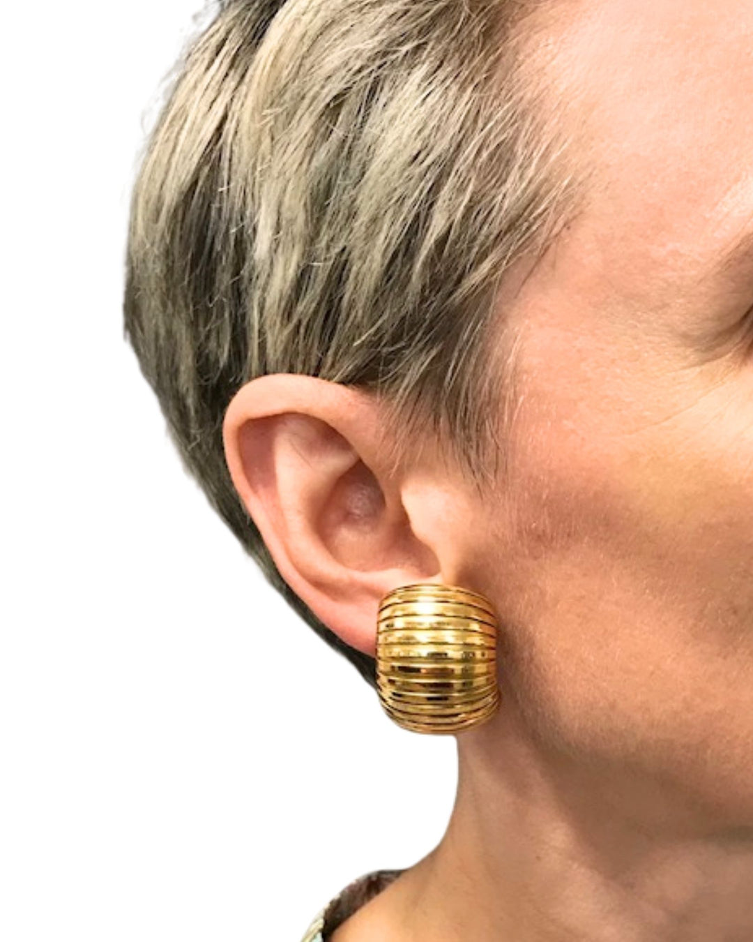 Carlo Weingrill 18k Gold Clip-On Earrings Tubogas Design