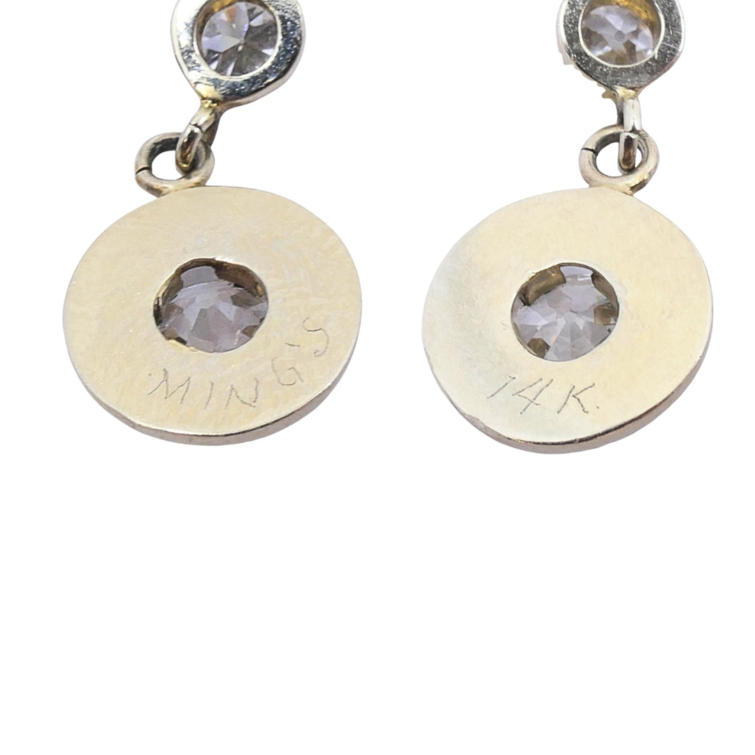 Vintage Ming’s 14k Gold Diamond Dangle Earrings