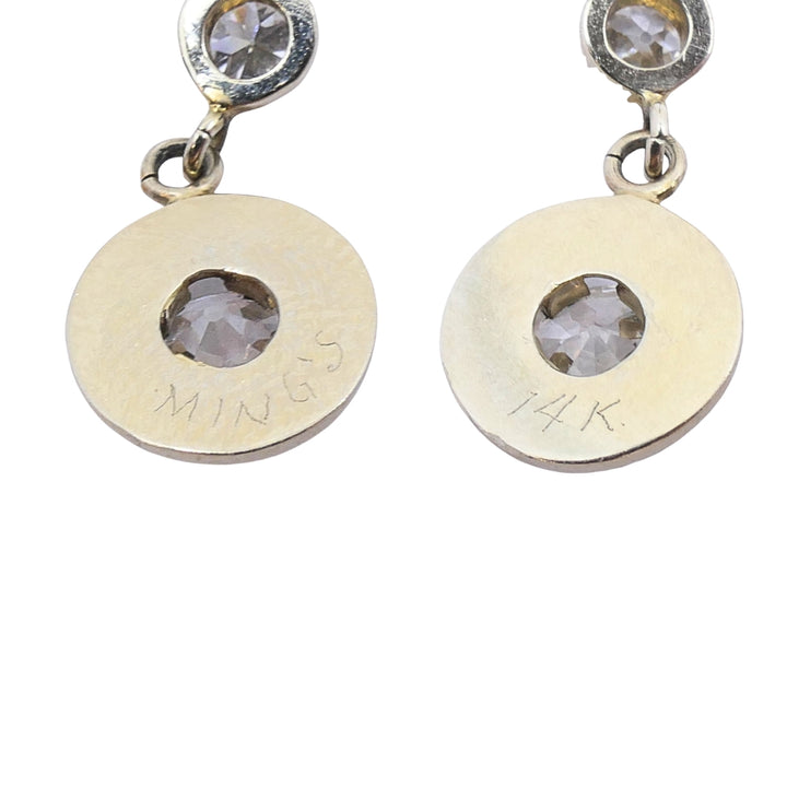 Vintage Ming’s 14k Gold Diamond Dangle Earrings