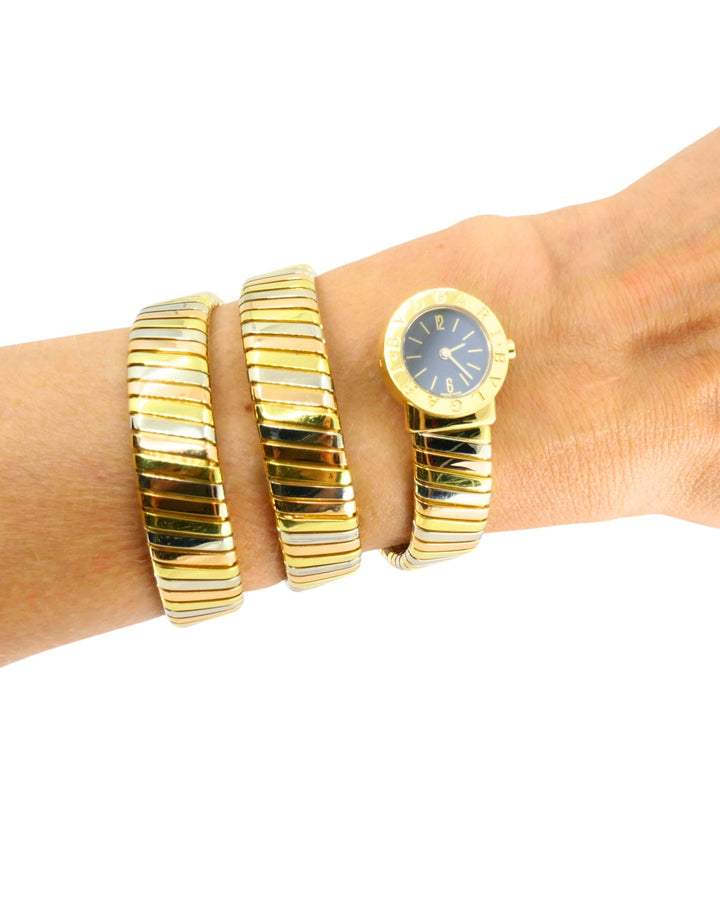 Bvlgari Bulgari BB19 Tubogas Tri-Color Gold Wrap Watch