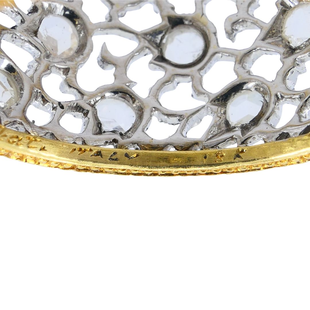 Vintage Buccellati 18k Two-tone Gold Diamond Open Work Band Ring
