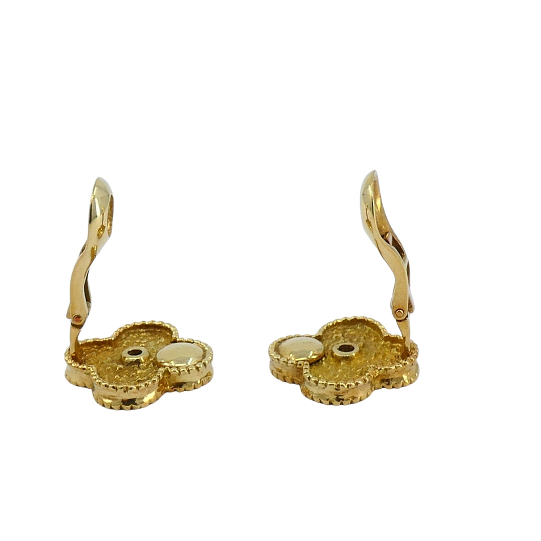 Van Cleef & Arpels Vintage Alhambra Earrings Diamond Gold