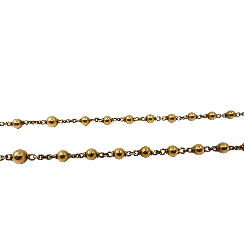 Vintage 10k Gold Beaded Rosary Necklace Medallion & Crucifix
