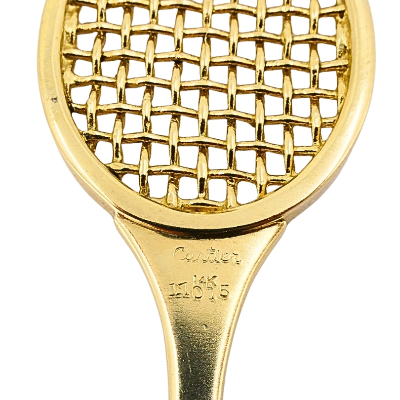 Vintage Cartier 14k Gold Tennis Racket Pendant & 14k Chain (Unsigned) Necklace