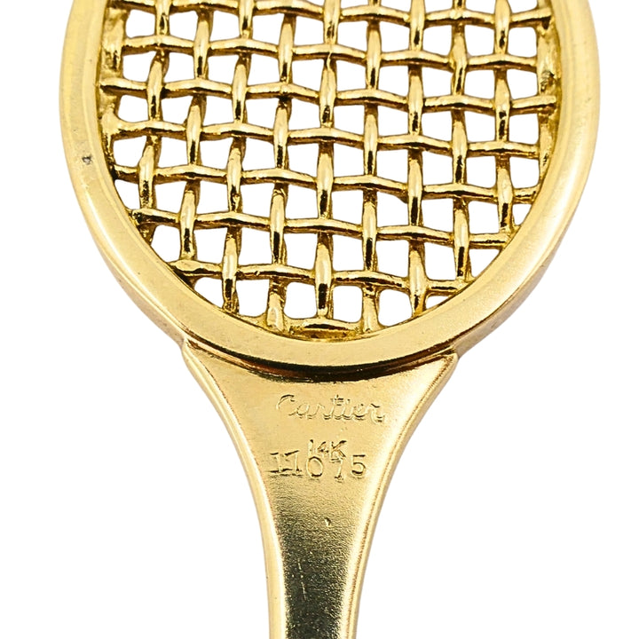 Vintage Cartier 14k Gold Tennis Racket Pendant & 14k Chain (Unsigned) Necklace
