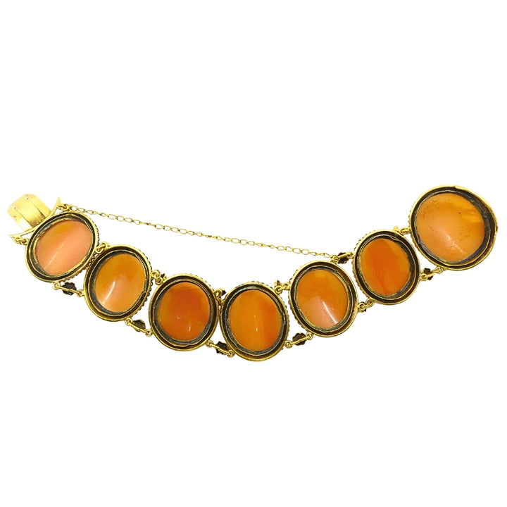 Antique 14k Gold Cameo Bracelet Classic Oval Medallions