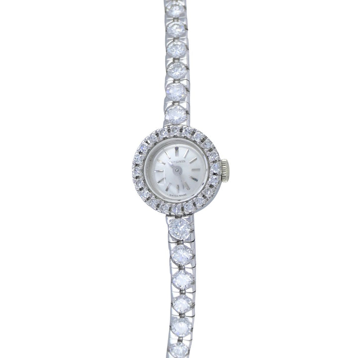 Vintage Longines Swiss 18k White Gold Diamond Lady's Wrist Watch