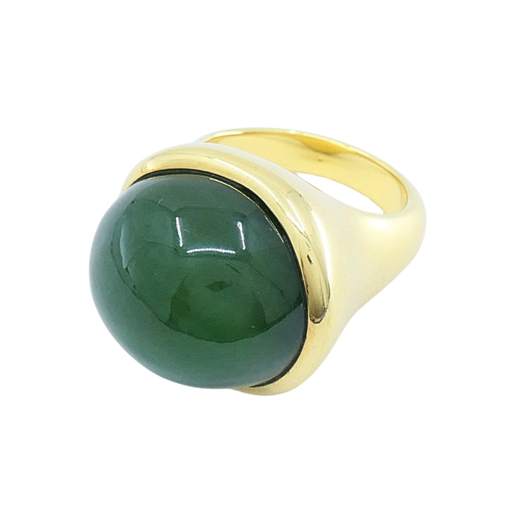 Tiffany & Co. Elsa Peretti 18k Gold Jade Cabochon Dome Ring