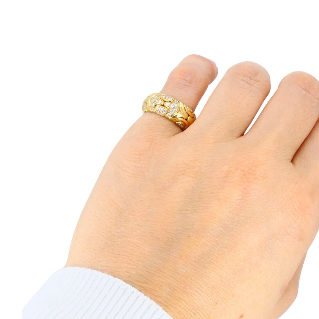 Vintage Bvlgari Alveare 18k Yellow Gold Diamond Flexible Band Ring