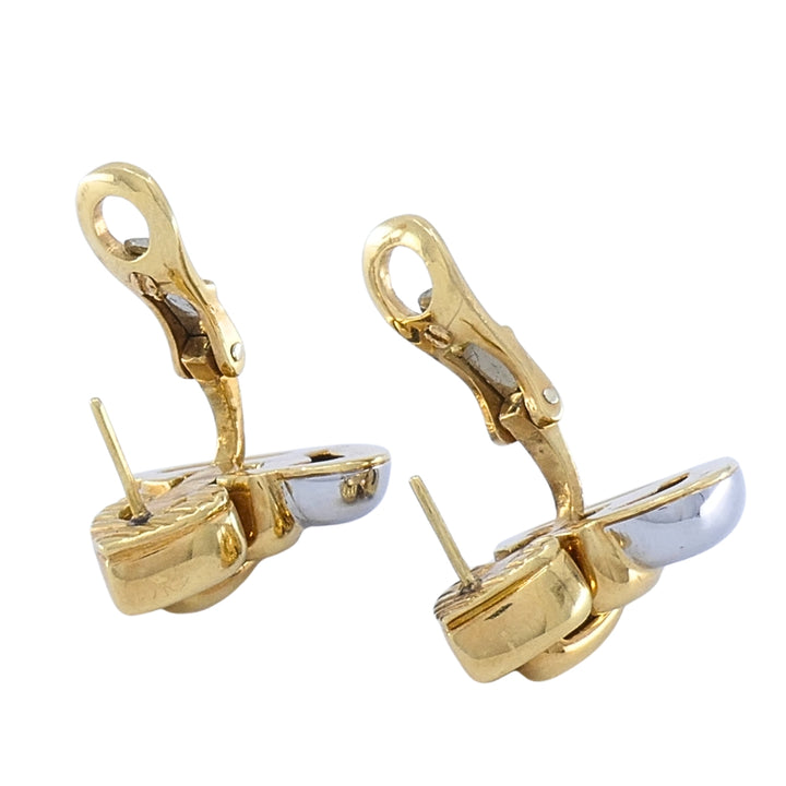 Bvlgari 18k Yellow Gold & Steel Doppio Cuore Heart Drop Bulgari Earrings