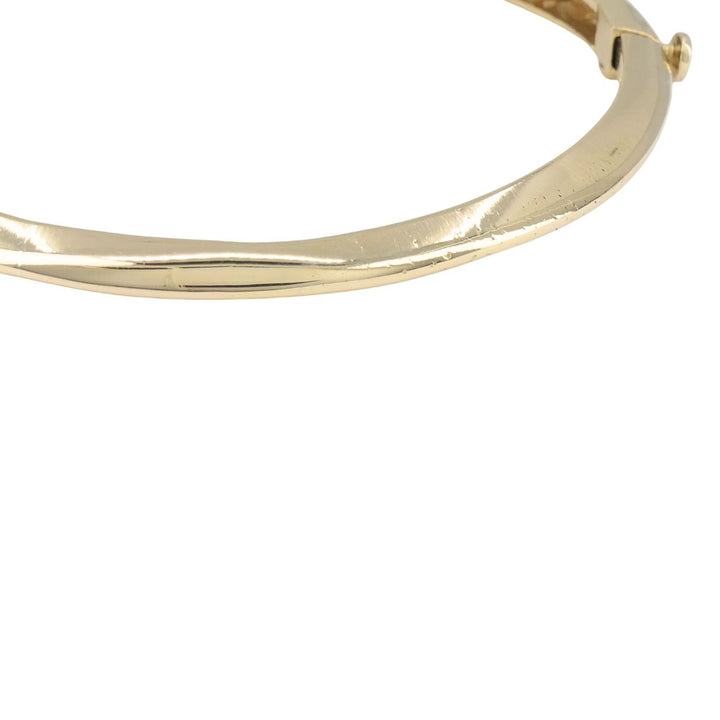 Antique Victorian 14k Yellow Gold Pearl Diamond Hinged Bangle Bracelet