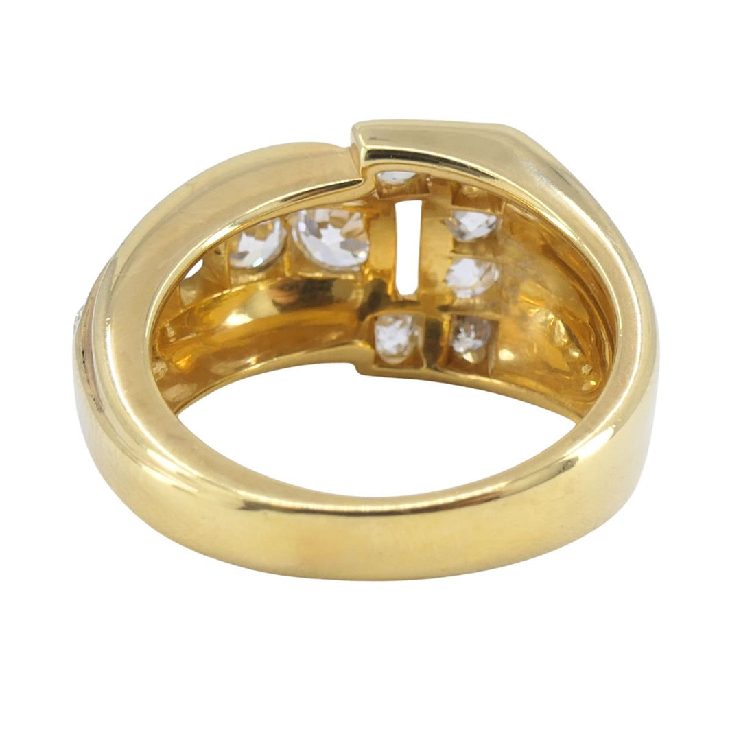 Vintage GRANAT 18k Yellow Gold Diamond Buckle Ring, 1950s