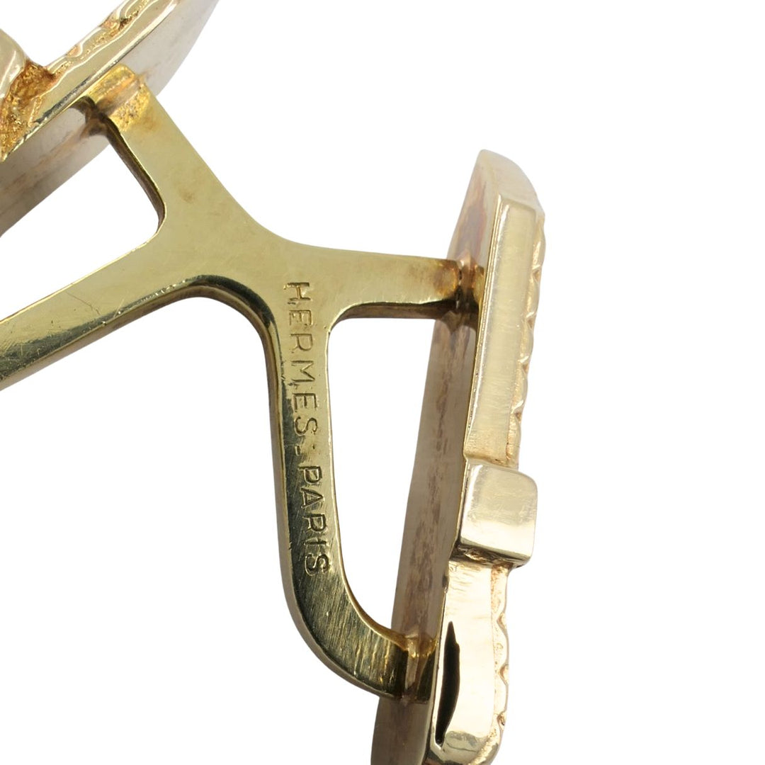 Vintage Hermès Paris 18k Gold Equestrian Cufflinks Horsebit Stirrup Belt Buckle