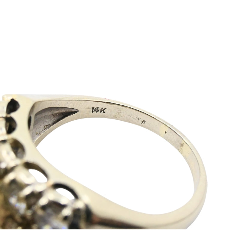 Vintage Pearl Diamond Ring 14k White Gold