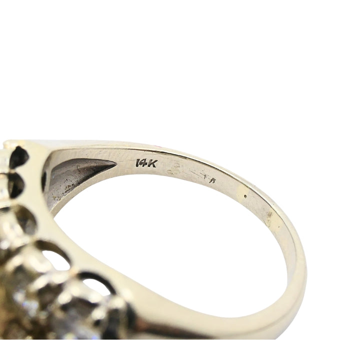 Vintage Pearl Diamond Ring 14k White Gold