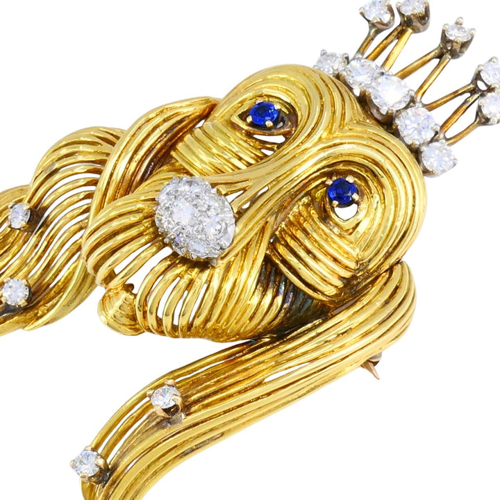 Vintage Tiffany & Co. 18k Gold Sapphire and Diamond Dog Brooch