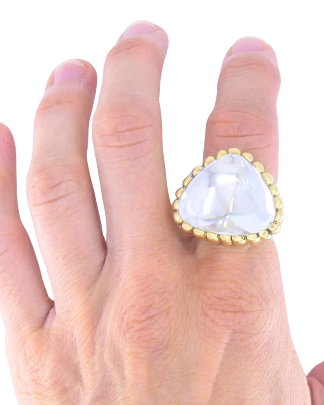 David Webb 18k Gold Rock Crystal Ring Size 6 Cocktail Ring