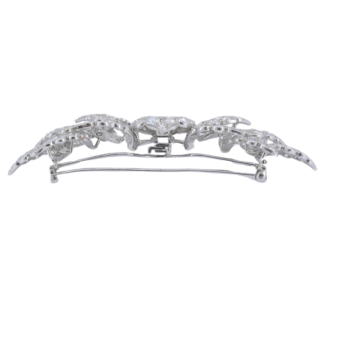 David Webb Diamond Platinum Brooch Floral Design