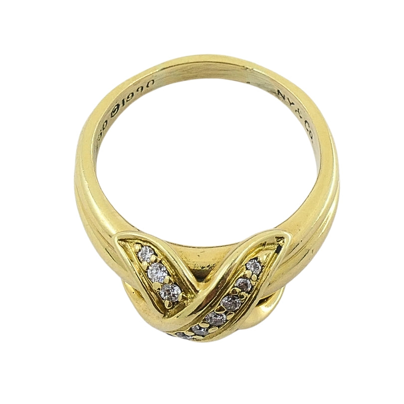 Tiffany and Co. 18K Gold  Diamond  "X"  Ring